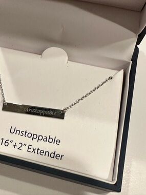 "Unstoppable" Bar Necklace in Silver Tone
